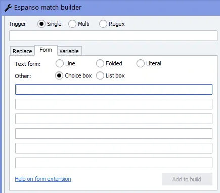 Match builder form tab