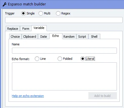 Match builder variable tab