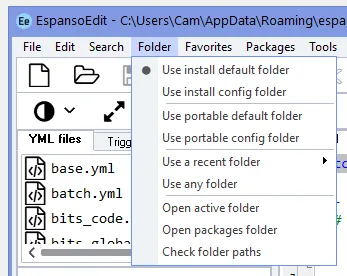Folder selection