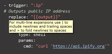 Reserved word tooltip hint