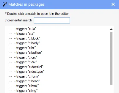 Browse and edit matches in packages